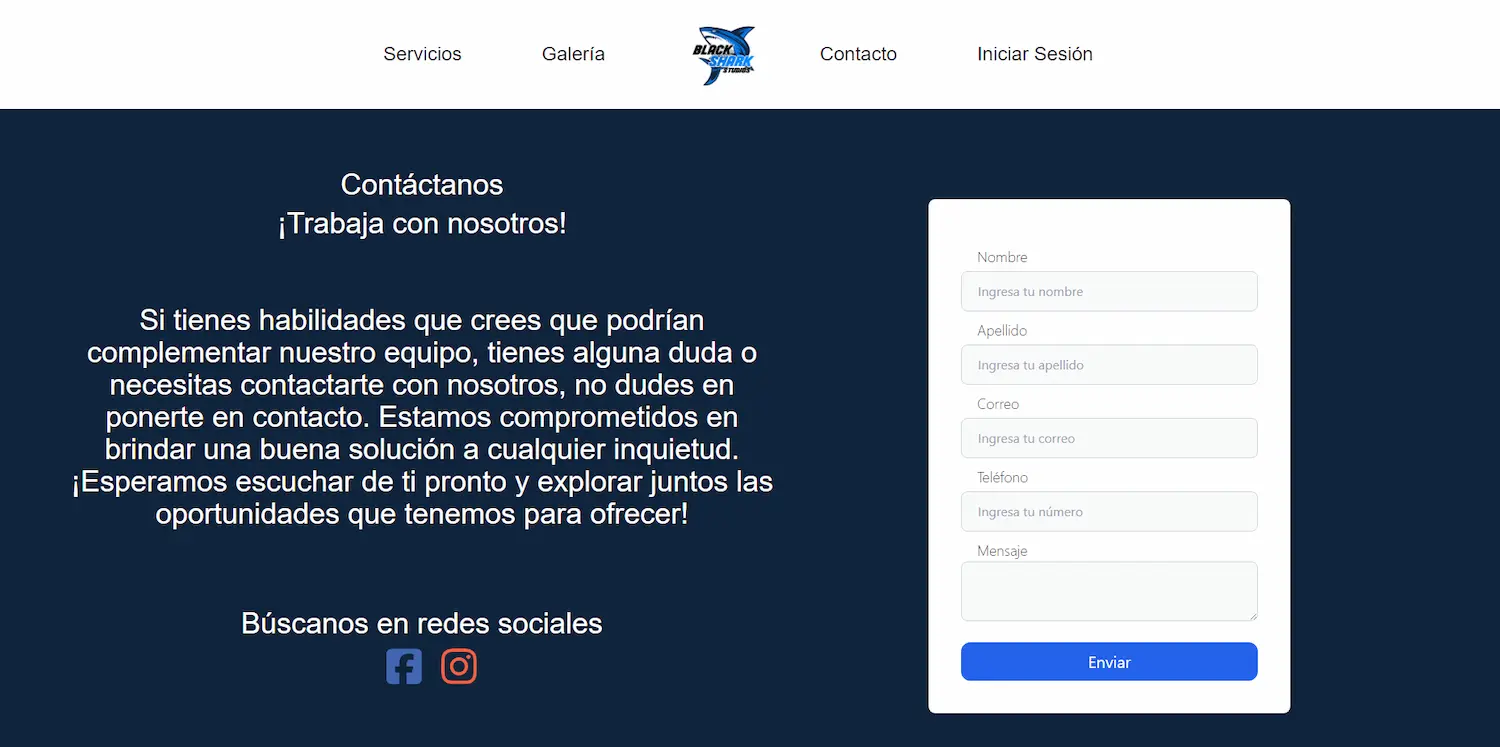 Image examples of the BlackSharkWeb pages