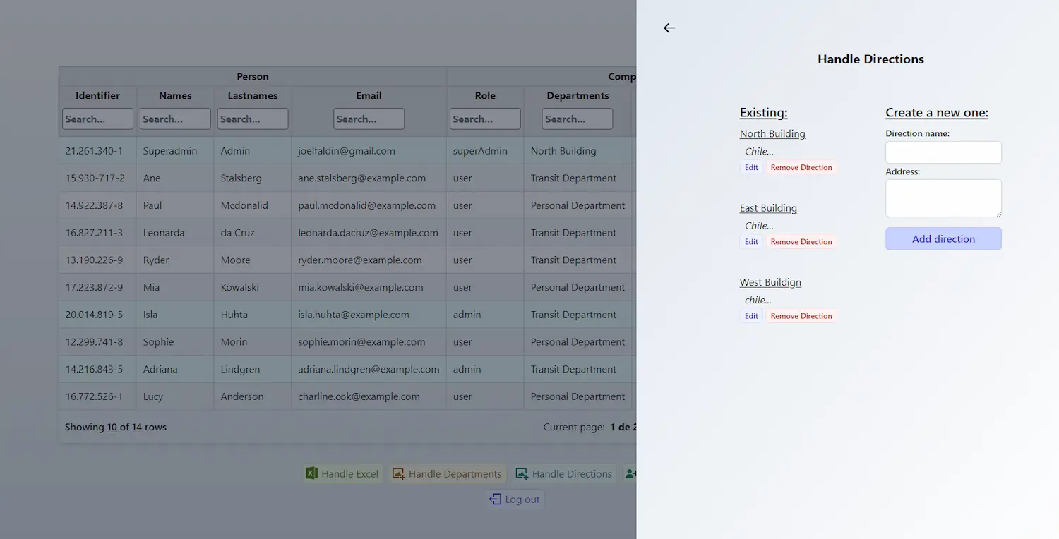 Image examples of the React User Administration project