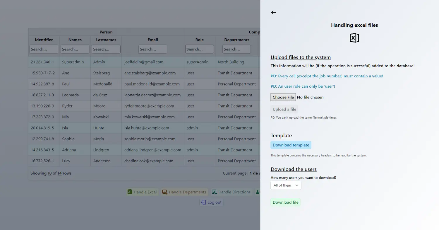 Image examples of the React User Administration project